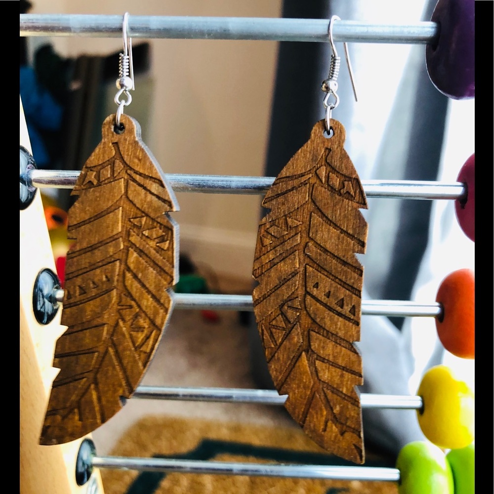 Statement Wooden Leaf Earrings